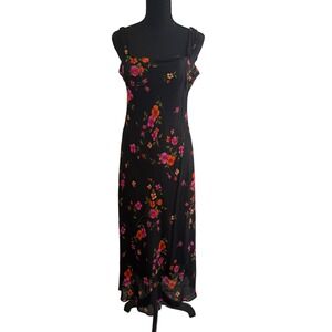 Vintage 90s Evan-Picone Y2K Whimsigoth Maxi Dress Size 10 Dark Floral Coquette